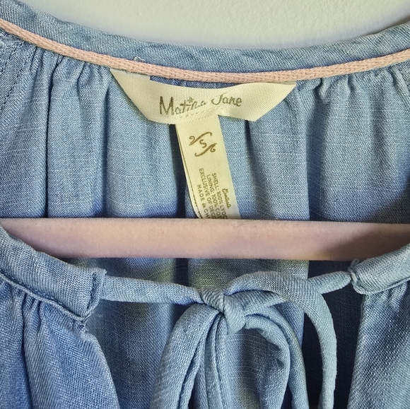 Matilda Jane Enchanted Garden Maysville Smocked Tassel Chambray Top SZ Small - Picture 10 of 13